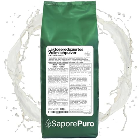 SaporePuro Latte Intero Delattosato in Polvere 1 kg – Latte per Alimentazione Umana | Ideale per Dolci, Pane e Gelato Artigianale | Uso Professionale e Industriale | Senza Lattosio | Senza Glutine
