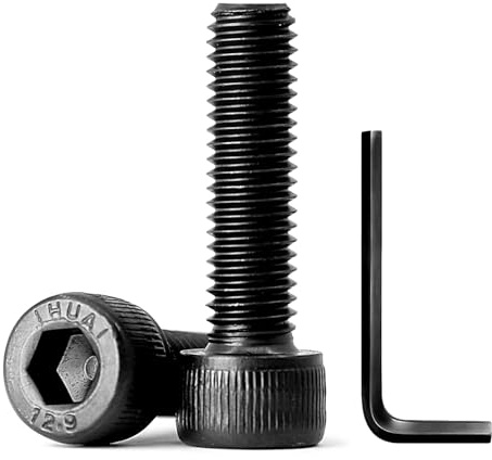 20 Piezas M5 x 10mm Tornillo Hexagonal Interior de Acero al Carbono de 12,9 Grados, Tornillos Cilíndricos con Hexágono Interior (con Llaves Allen)