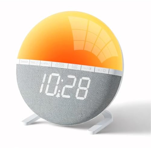 Reloj despertador con luz de amanecer y escritorio colores, sonido natural, reloj digital for sala estar, dormitorio, decoración del hogar