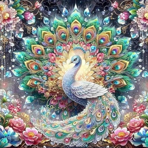 5D Diamond Painting Pavone Animale, Kit Completo Pittura Diamante Fai da Te con Diamantini Brillanti, Diamond Art per Adulti e Bambini, Quadri con Perline Decorativi per Casa, Regalo Creativo 30×30 cm