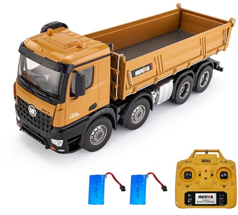 Sunydog Remote-Controlled Dump Truck Toy with High Load Capacity for Ages 8 and Up, Robust Construction Vehicle with Sound and Light Effects (Yellow #-2)