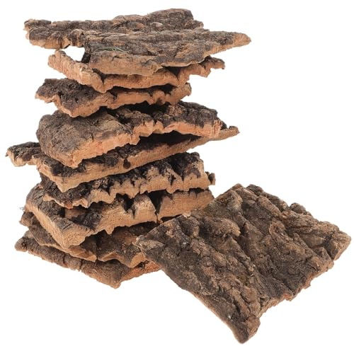 UPKOCH 14pcs Reptile Habitat Decor Set with Light Tan Bark Substrate, Hollow Tree Trunk and Climbing Branches for Gecko, Lizard, Turtle, Frog, and Small Animal Terrariums