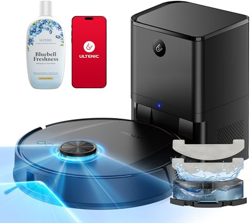 Ultenic T20 Pro+ Robot Aspirateur Lavage Auto-vidage, 10000Pa Puissant Poils d'animaux, Navigation LiDAR AI, 200min Autonomie et HEPA H13