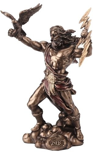 Veronese Design 4 3/8 Zeus Hand Painted Resin Sculpture Greek God of Heaven Holding Thunderbolt