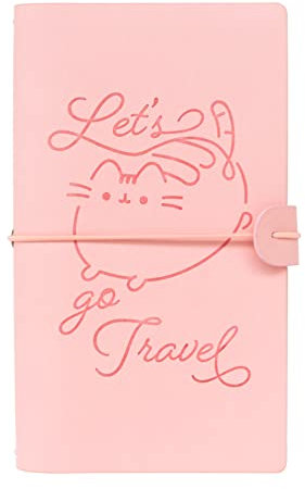 Grupo Erik Reisetagebuch zum Selberschreiben Pusheen | Dotted Notebook 12x19,6 cm, Einband aus synthetischem Leder und Gummiband zum sicheren Verschließen, Rose