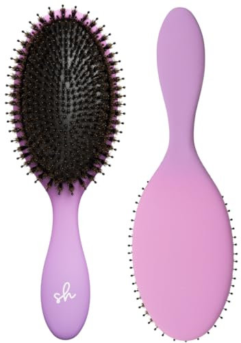 Simply Hair Detangling Brush for Hair Extensions | Anti-Static Dual Bristle Design | Boar Bristle Hairbrush for Wet & Dry Hair Reduces Breakage & Knots | Ideal for All Hair Types Pink & Purple Ombre