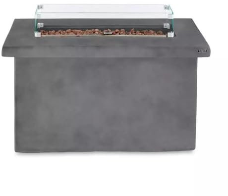 Tower T978529 Magna Large Rectangular Outdoor Gas Fire Pit, Moisture Resistant Magnesium Oxide Construction, Smokeless Flame, Safety Guard and Automatic Shut-off, Weatherproof Cover Included, Grey
