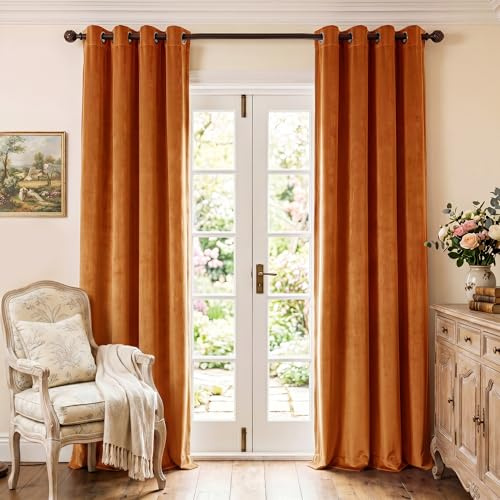 StangH Orange sammetsgardiner – barngardiner för barnkammare och sovrum, öljetter, mörkläggning av rum, värmeisolerande fönstertäckning, semester, heminredning, 132 x 213 cm (52 x 84 tum) (B x L), 2
