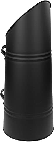 Raik Kohlekorb Heinz aus Stahl grau Pellets- und Kohleeimer mit Schüttrand Brennstoffkorb für Kamin und Pelletofen robuste Pelletschütte mit 2 Griffen Maße H x Ø 56 x 23 cm