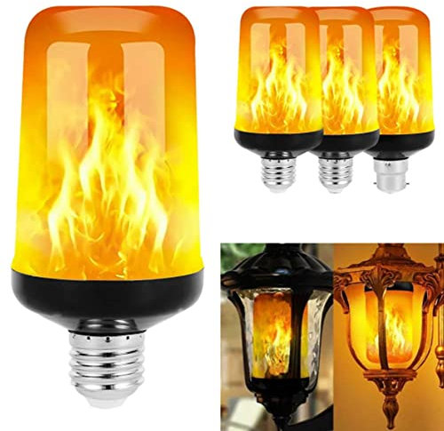 THLMT Lampadina a LED Effetto Fiamma, Lampadine a Fiamma E26 E27 B22 Lampadine a Fiamma con 4 Modalità Lampada a Fiamma Simulata con Sensore di Gravità Avvitare per Natale (E27)