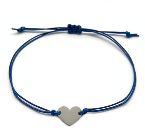 Armband Herz für Damen - Handmade Armbändchen - Armkette mit Herzchen für Frauen & Mädchen - Geschenk Freundschaftsband Freundin (Dunkelblau)