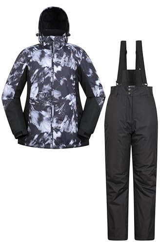 Mountain Warehouse Womens Ski Jacket & Pants Set - Padded Insulation, Snowskirt, Zipped pockets & Adjustable Hood - Best for Autumn, Winter, Outdoors & Travelling Monochrome Women's Size 8