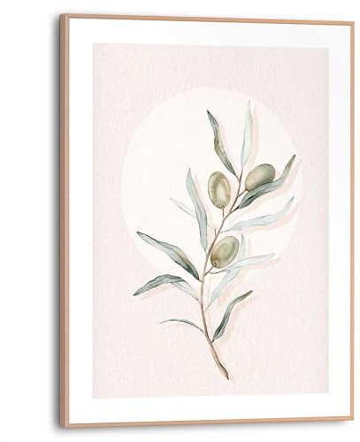 REINDERS Gerahmtes Bild, Circle Olives, Wohnzimmer, Poster, Wanddeko, Room Decor, MDF, Grün, 40 x 30