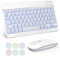 TECURS Kabellos Tastatur Maus Set - 7-farbige Hintergrundbeleuchtung, Bluetooth Tastatur mit Maus Leise für iPad 9./8. Generation, iPad Pro/Air/Mini und ipadOS 13 und höhe,QWERTZ Deutsches, Weiß Grau