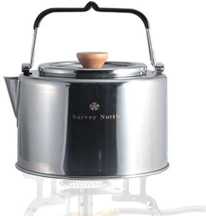 Camp Tea Coffee Pot, Outdoor Coffee Pot, Tea Kettle, Camping, Camping Kettle, 1 Litre Outdoor Camp Tea Kettle Made of Stainless Steel, Camp Outdoor Cookware for the Stove, Kettle with Tea Drain