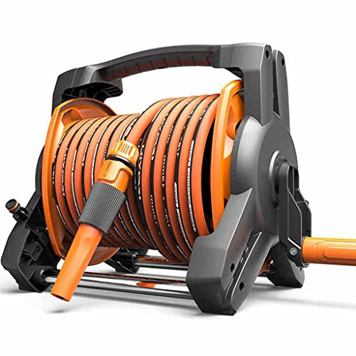 ISCBAFYX Mobil slangrullevagn 50 M Bärbar slangvagn Trädgårdsslanghållare, bekväm transport och förvaring av en slang Trädgårdsredskapstillbehör (Färg: orange och svart, storlek: 20 m)