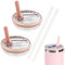NEERIX 2 Pack 40 OZ Tumbler Lids Replacement Cup Flip Straw Tumbler Lid,Clear Replacement Lids Fit for Stanley Travel Tumbler, Spill Proof Tumbler Covers for Stanley Cup Accessories（Pink）