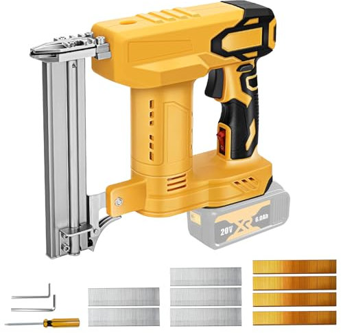 Pistola de clavos recargable compatible con batería Dewalt de 20 V, 100 W, grapadora eléctrica para madera, con 500 clavos y 500 pinzas – sin batería ni cargador