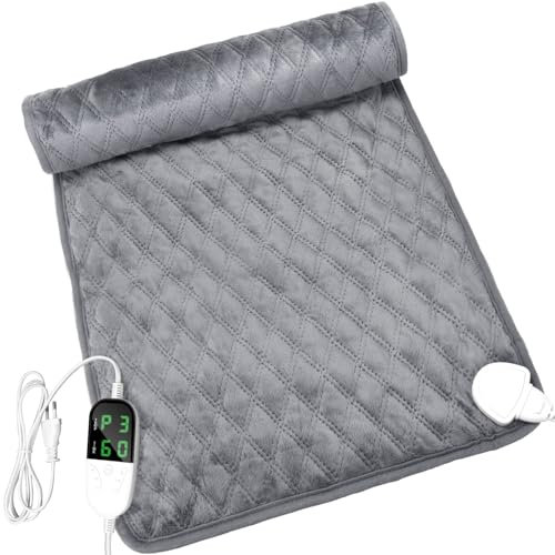 Nauotk Elektrisches Heizkissen 76x40cm, 6 Temperatureinstellungen und 4 Zeiteinstellungen mit LED-Display, Heating Pad zur Schmerzlinderung, kalt