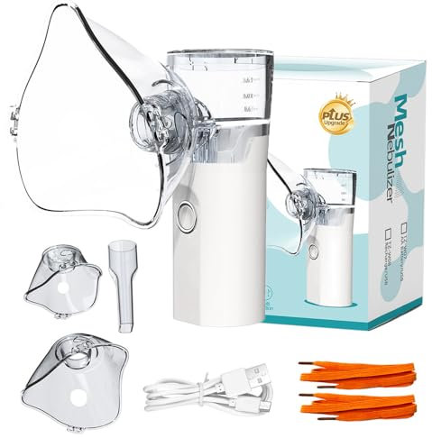 Lvozize Nébuliseur Portable, Nebulisateur Inhalateur pour Adultes et Enfants Rechargeable USB-C Portable Aérosol 2 Masques et Embout Buccal Inhalateur Vapeur pour Usage Domestique et en Voyage
