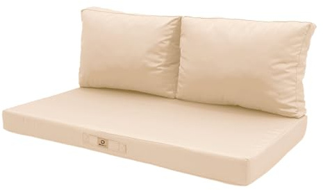 deco arts Coussins pour Salon de Jardin Déhoussable - Coussins extérieur - 120x60 cm - Coussin de Remplacement pour Fauteuil, Banc & Chaise d'extérieur - Imperméable & Confortable - Beige