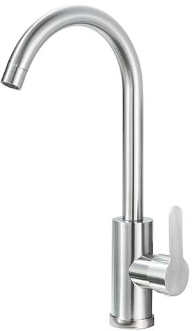 Küchenarmatur Mischbatterie 360° Drehung- Wasserhahn Küche Edelstahl Spültischarmatur mit Hoher Auslauf Amatur Küchenspüle G3/8'' Anschlüsse Hahn