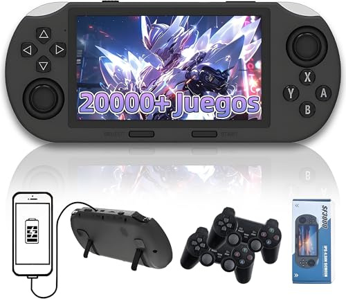 SF3000 Consola de Juegos portátil Retro,20000+ Juego,14+ emuladore,Pantalla IPS HD de 4,5 Pulgadas,Consola de Juegos Retro con Dos mandos inalámbricos,Carga de Emergencia para teléfonos móviles (64G)