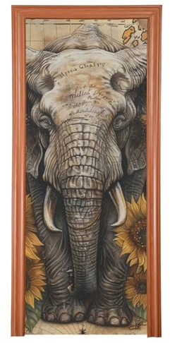 Boho elefant solrosor vintage dekorativt klassrum dörrskydd 89 x 200 cm sommar dörr banderoller semester fest tillbehör M