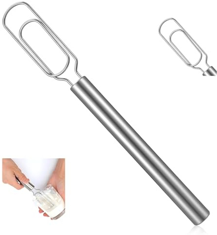 LIQWEI 1 Pc Danish Dough Whisk for Sourdough Starter, Stainless Steel Whisk Flat Dough Hook, Mixer Hand Tool for Sourdough, Pizza, Pastry, Cake Batter