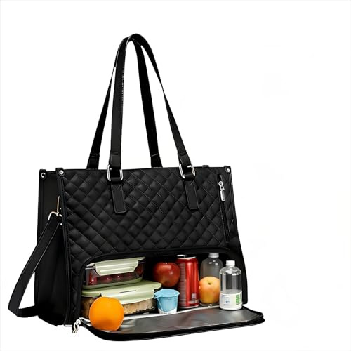 Turmegtt Bolsa Comida Trabajo Loncheras De Trabajo Lunch Bag, Bolso de Mano Elegante con Compartimiento para Portátil de 15.6 Pulgadas, Nevera Portátil para Oficina, Picnic y Viaje