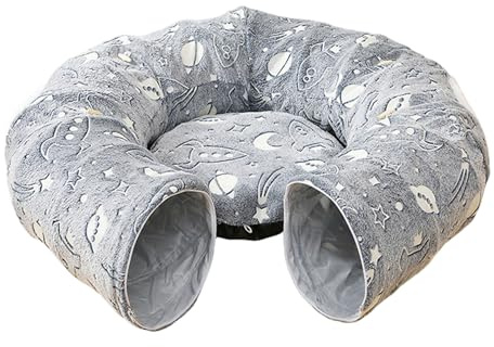 Patifirst Lit Tunnel pour Chats | Tunnel de Jeu D'intérieur pour Chat avec Coussins - pour Petits Moyens Grands Animaux Plush Doudou Pliable pour Appartement Chambre Balcon Salon Maison