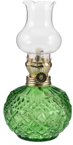 BESPORTBLE Lámpara de queroseno vintage con llama ajustable Lámpara de queroseno decorativa para sala de estar y dormitorio Iluminación de emergencia portátil y elegante atmósfera retro verde