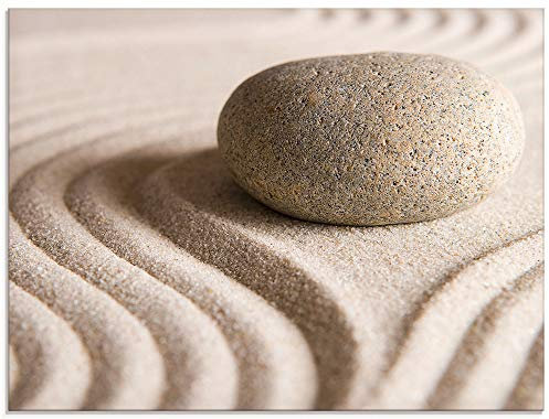 ARTland Wanddeko Glasbilder Wandbild Glas Bild einteilig 60x45 cm Querformat Zen Steine Sand Entspannung Strand Maritim S6BH