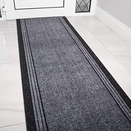 The Rug House Grey Rubber Backed Very Long Hallway Hall Runner Narrow Rugs Custom Length - Sold and Priced Per Foot 6ft