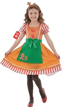 fun shack Gingerbread Costume Kids, Girls Christmas Costume, M