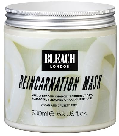 Bleach London Reincarnation Hair Mask for Dry, Damaged, Bleached or Coloured Hair, Bond-Restoring Protein Hair Treatment Repairs and Hydrates Hair with Sunflower Seed Extract 500ml