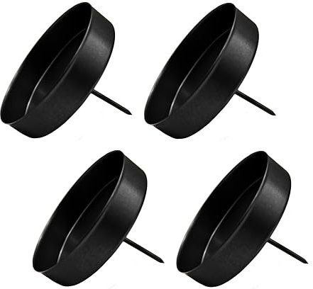 Juego de 4 velas para velas de pilar, color negro, portavelas para velas esféricas, para Adviento y Navidad