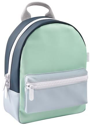 BÉABA, Rucksack für Vorschulkinder, Ideal für Kindergärten, 2 Taschen, Namensschild, Radiergummieffekt, Breiter Reißverschluss, Verstellbare Henkel, Gepolsterter Rücken, Wasserfest, Faro Matcha Latte