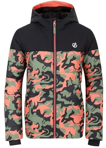 Dare 2b Jungen Girls Liftie Full Zip Padded Waterproof Ski Jacket Gepolsterte Jacke, schwarz/orange, 122