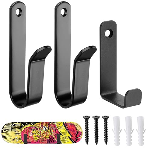 2 pcs Snowboard Wandhalterung Horizontal, Skateboard Wandhalterung, Snowboard Halterung für Skateboard Longboard, Storage Snowboard Display Wall Mount + 1 pcs Haken zum Schrauben, Garderobenhaken