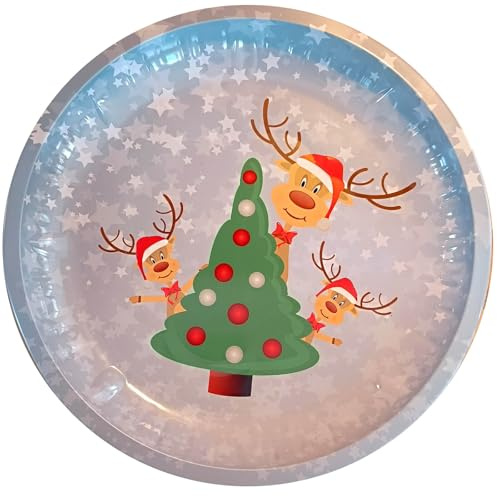 Sternfabrik Gebäck & Deko Teller 26cm Ø Höhe: 3cm Metall Weihnachten Gebäckteller Dekoration Plätzchen Ausstecher Kekse (Design #19)