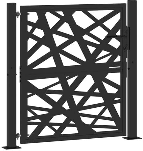 vidaXL Gartentor Schwarz 105x106 cm Stahl Lichtdesign, Zauntor, Outdoor Tor, Eisentor, Sicherheitstor, Einfahrtstor, Metall Zauntor, Gartentor Metall