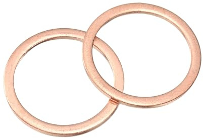 sourcing map M26 Flat Washer, 8 Pcs Copper Ring Flat Washers 32mm OD 2 Thick Metal Sealing Gasket Ring for Screws Bolts Nuts