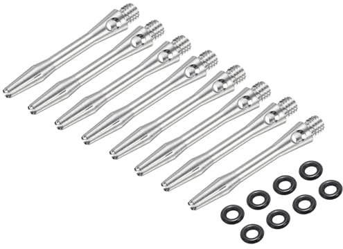 PATIKIL Aluminum Dart Shafts 35mm, 8 Pack 2BA Thread Dart Stems Replacement Accessories with Rubber Rings for Steel Tip, Silver