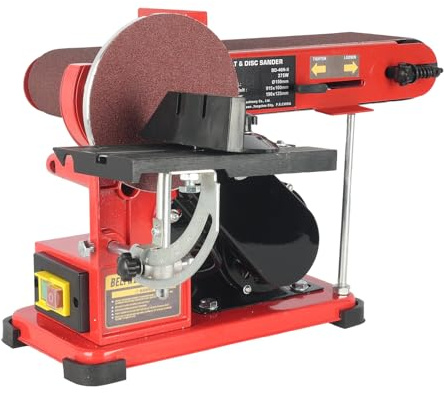 Belt Disc Sander Bench Electrical Grinder 375W with Dust Extraction for Wood Metal Work Adjustable Disk Sanding Machine BD46N-II