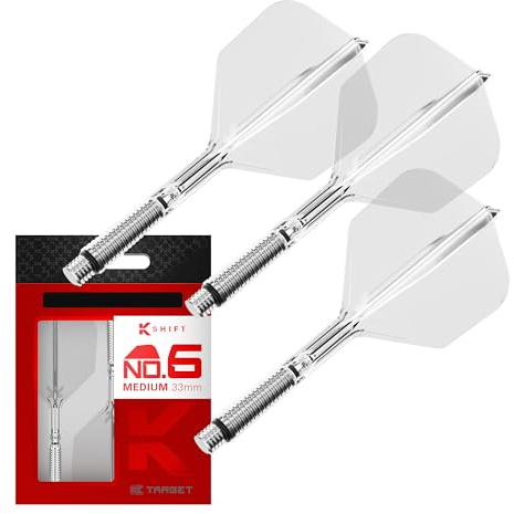 Target Darts K-Shift N. 6 Integrato Voli e Alberi | K Shift N. 6 Volo e Albero Sistema, Trasparente – K-Flex Medio Shift Girevole Base, Professionali Freccette Accessori