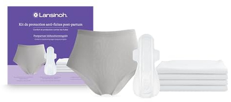 Lansinoh Moderskap essentials skydd för postpartumläckage | Komplett kit efter förlossningen, viktiga skydd och tillbehör, trosor + handdukar + lakan, komfort och hygien,