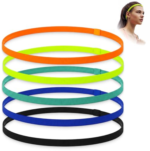 Diademas Deportivas para Niños 5 Piezas Banda Pelo Deporte Antideslizante Silicona Diadema Deportiva Anti Sudor elástica Running fútbol Fitness Yoga Ciclismo Entrenamiento Unisex niños
