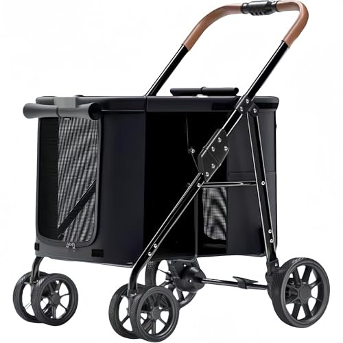 Pet Pushchair with Detachable Carrier, Foldable Trolley for Small to Medium Dogs and Cats, 4-Wheel Pet Pram, Sturdy and Lightweight Design