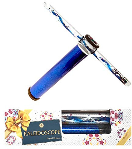 Star Magic Glitter Wand Kaleidoscope - 9 Inch Continuous Movement, Glitter Filled Wand in Gift Box (Blue)